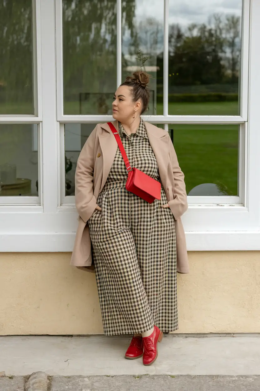 fall plus size capsule wardrobe 2025 Checkmate: Fall Pattern Play with a Pop
