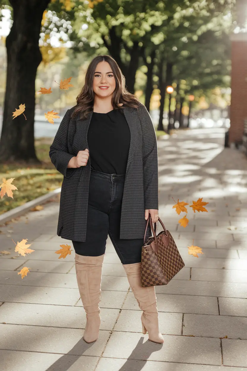 fall plus size capsule wardrobe 2025 Classic Black with a Neutral Punch