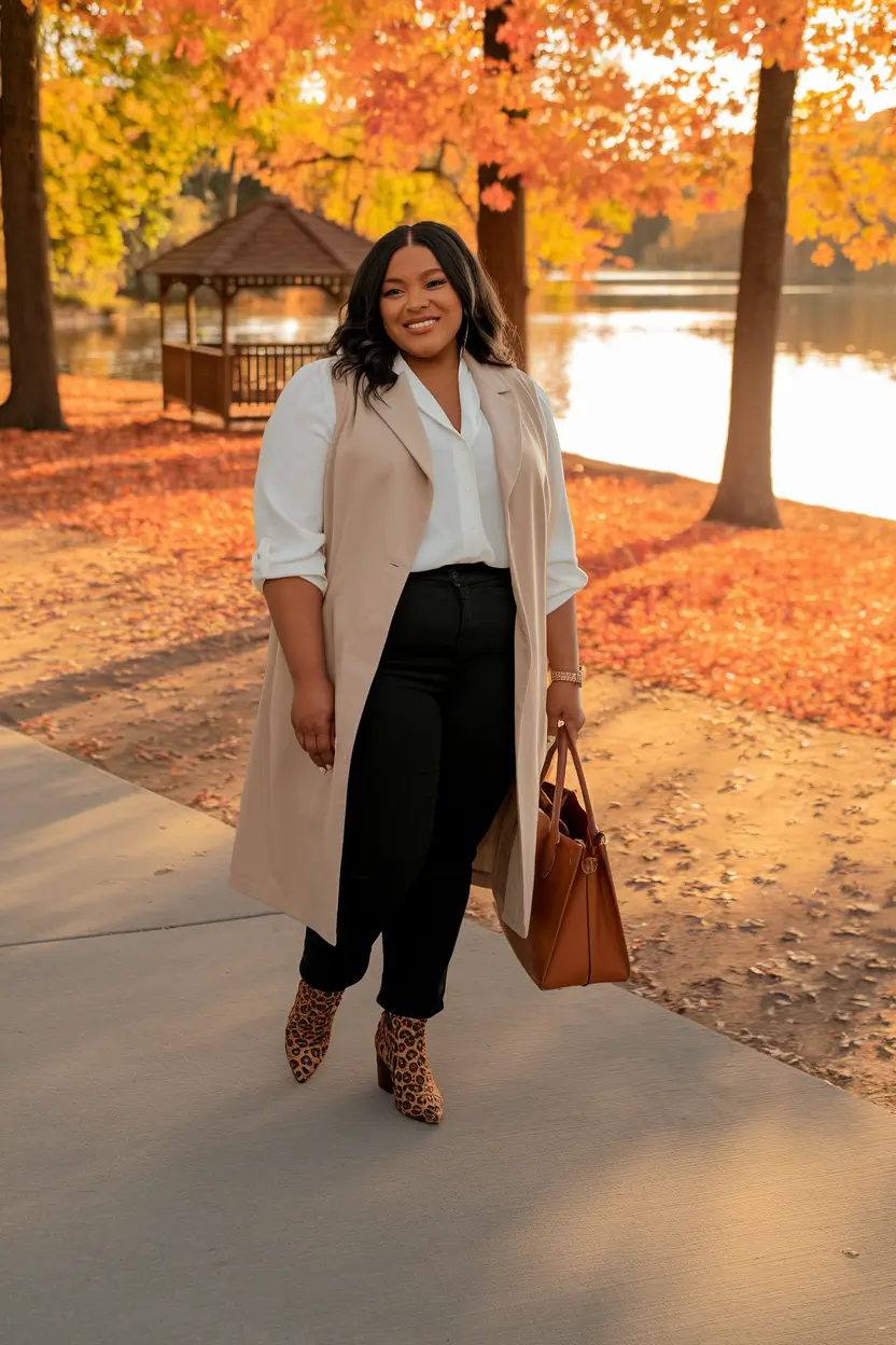 fall plus size capsule wardrobe 2025 Chic Teacher Layers Meet Everyday Drama
