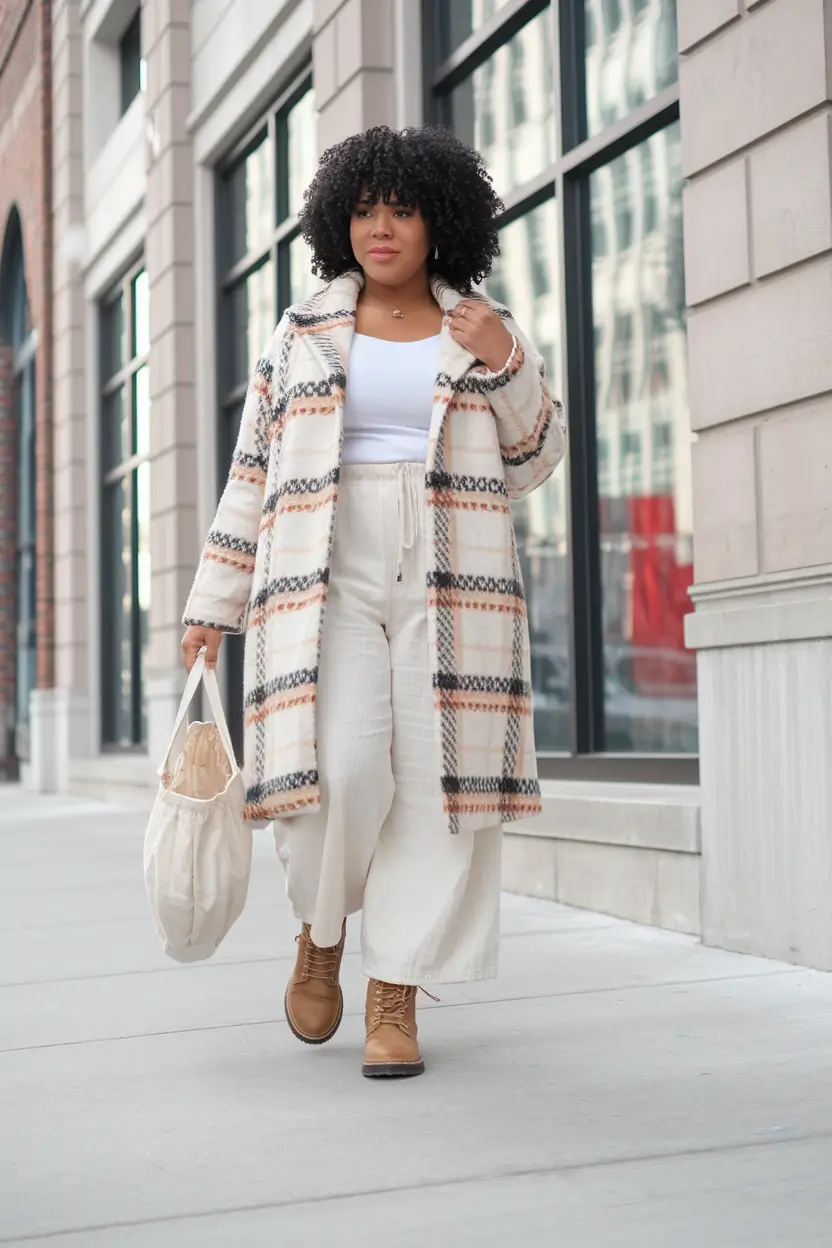 fall plus size capsule wardrobe 2025 Modern Neutrals: Cozy Layers for Urban Adventures