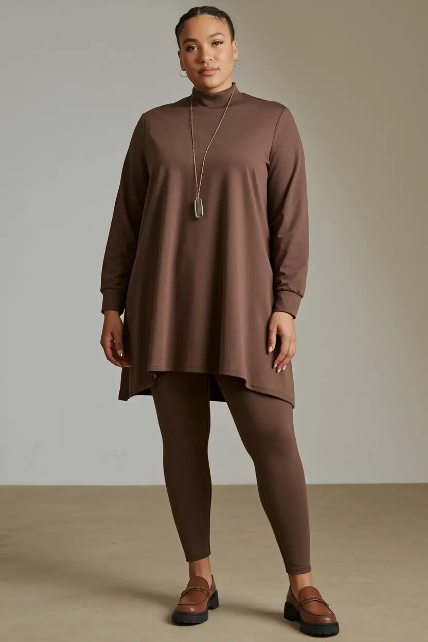 fall plus size capsule wardrobe 2025 Coffee Tones & Clean Lines: Minimalism with Warmth