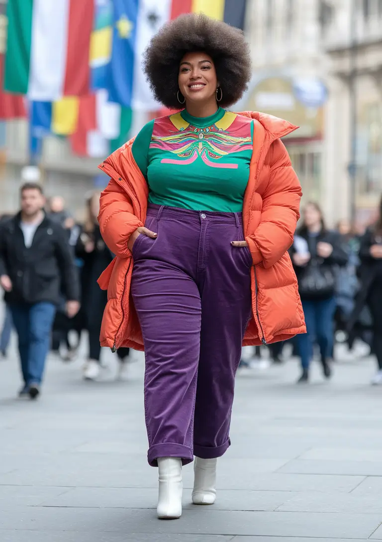 fall plus size capsule wardrobe 2025 Color Confidence: Street Style with a Twist