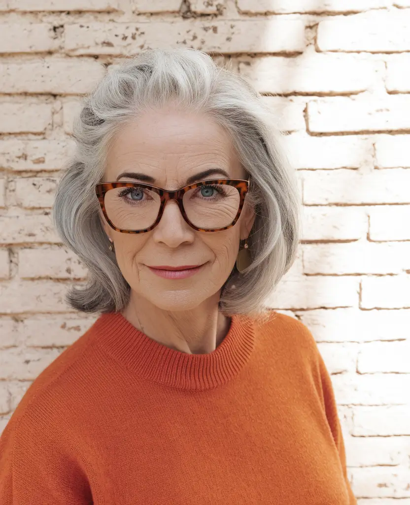 fall hair color women over 50 Soft Volume Silver with a Classic Blowout