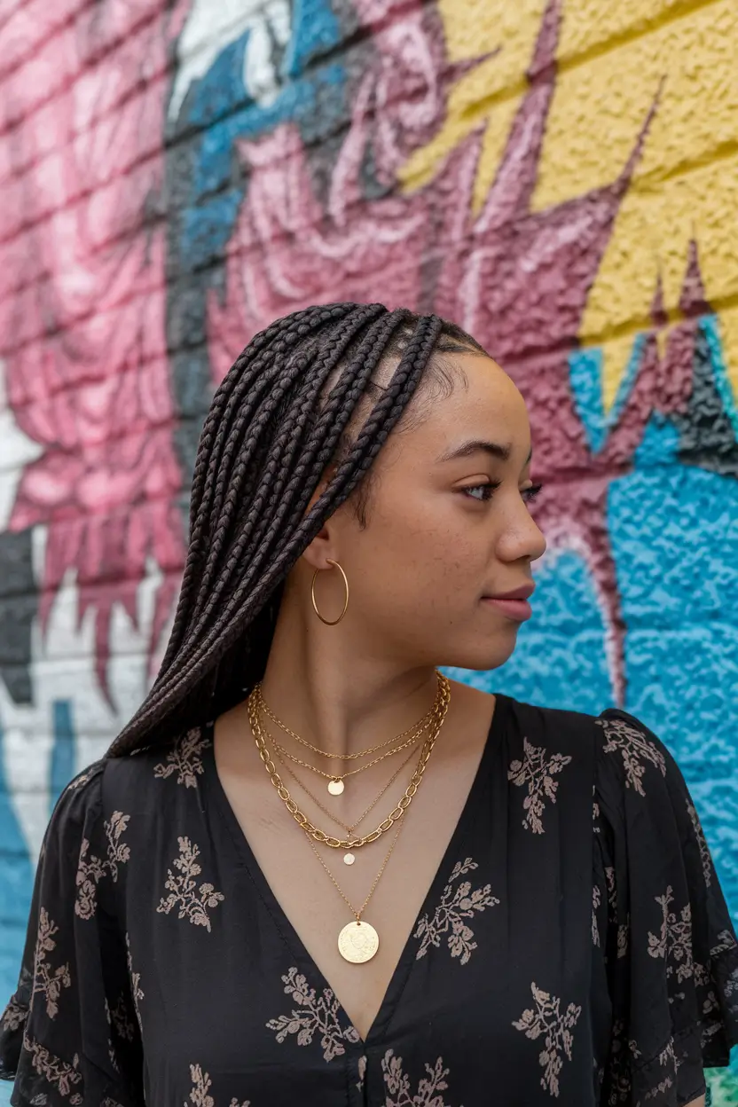 box braids hairstyles for black women fall colors Box Braids with Gold Accents