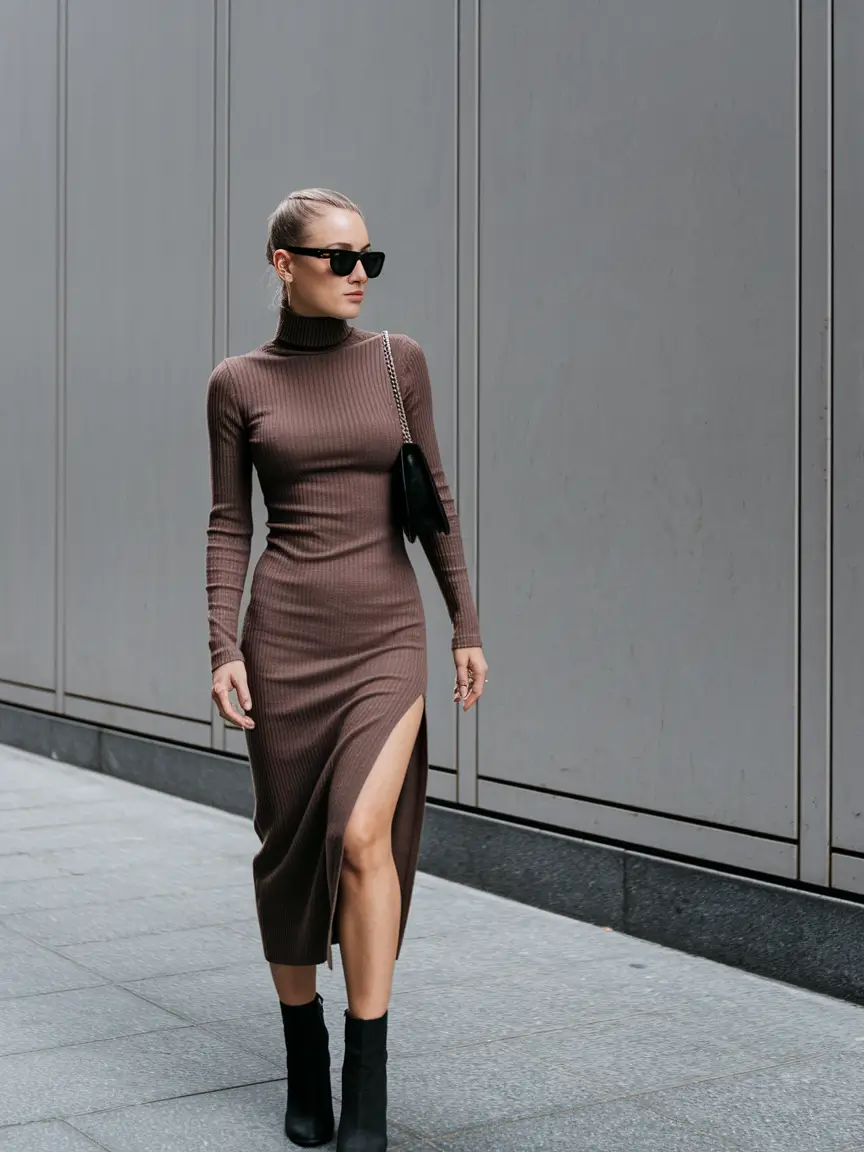 fall fashion outfits 2025 women Neutral Sculpting: The Sleek Ribbed Dress
