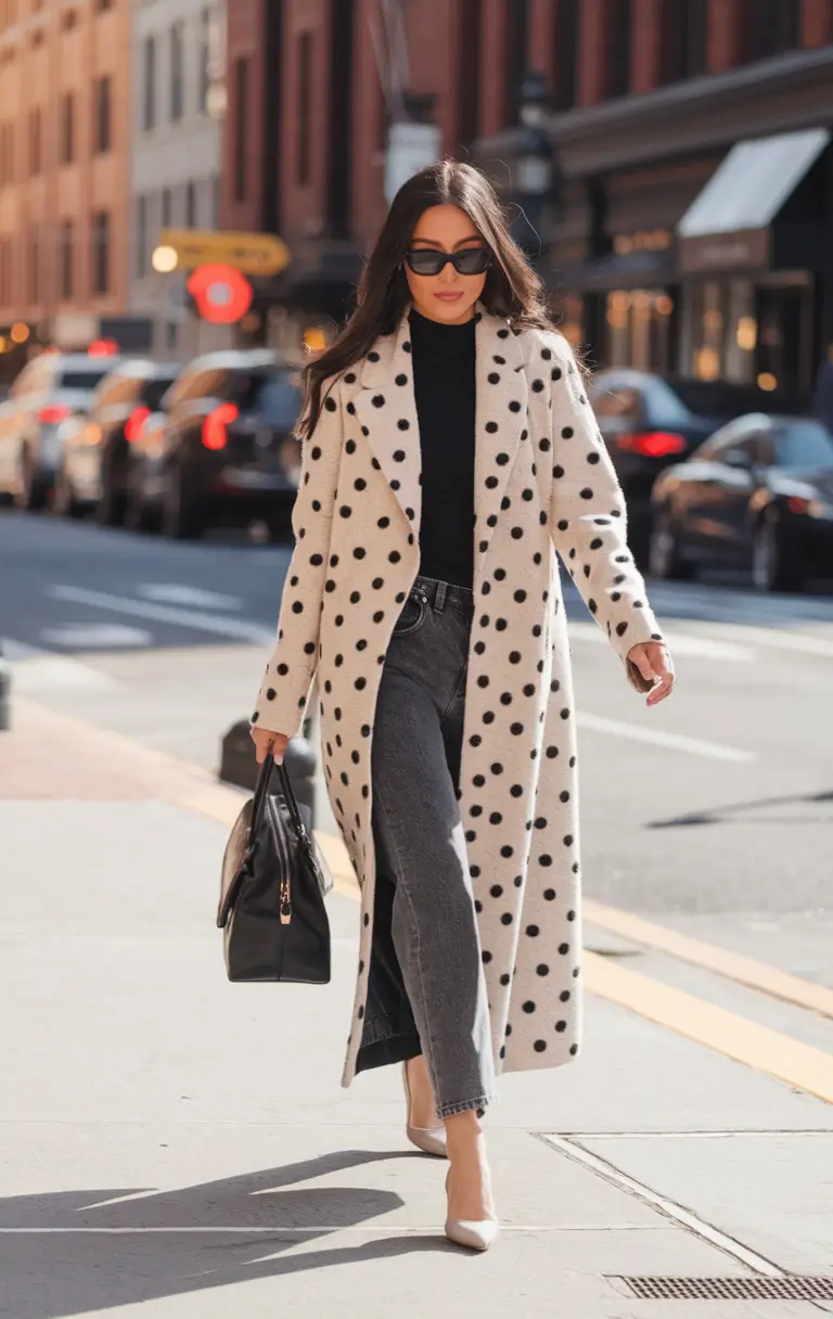 fall fashion outfits 2025 women Polka-Dot Drama with Monochrome Underpinnings