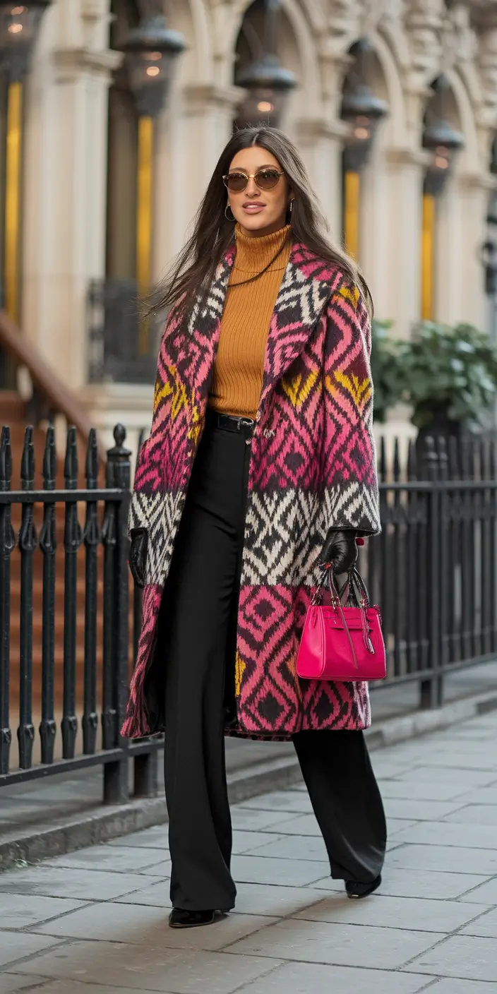 fall fashion outfits 2025 women Statement Coat Royalty in Warm Jewel Tones