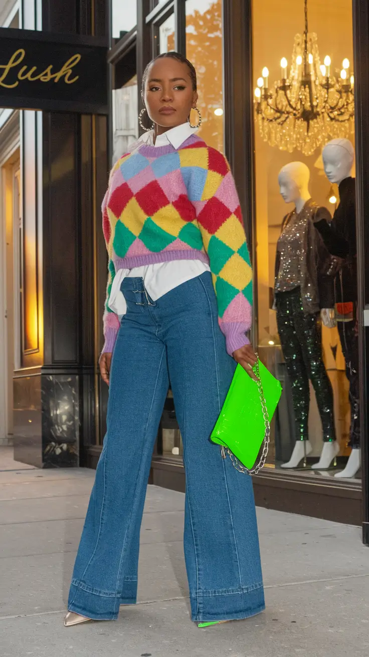 fall fashion outfits 2025 women Bold Colors, Bold Mood: Argyle Gets a Glow-Up