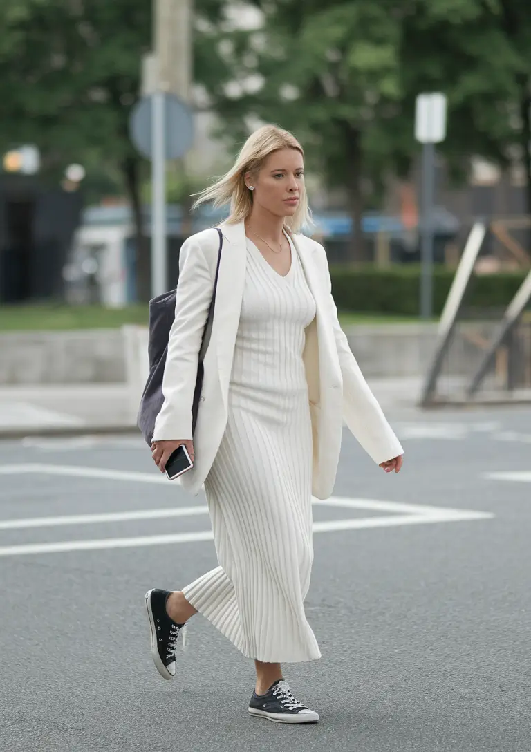 fall fashion outfits 2025 All-White Elegance with a Sporty Kick