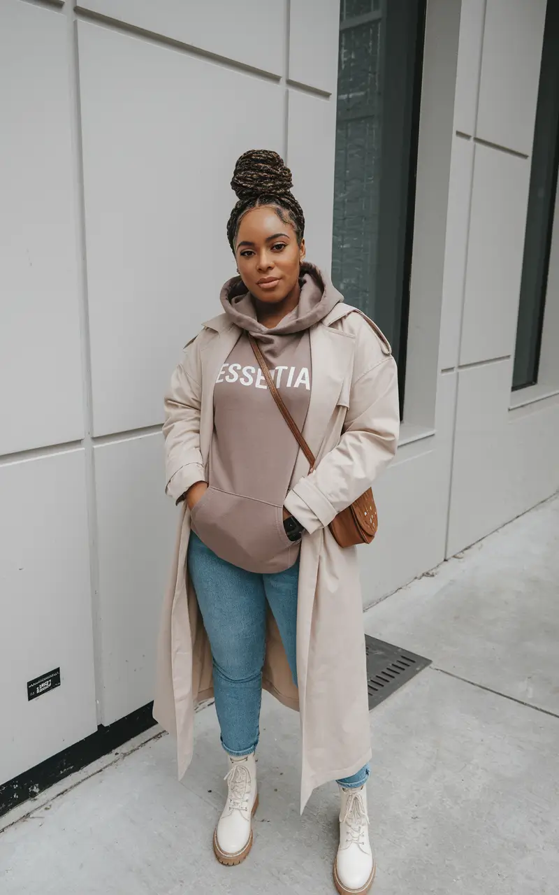 fall fashion outfits 2025 women Modern Trench + Hoodie = Street Luxe Energy