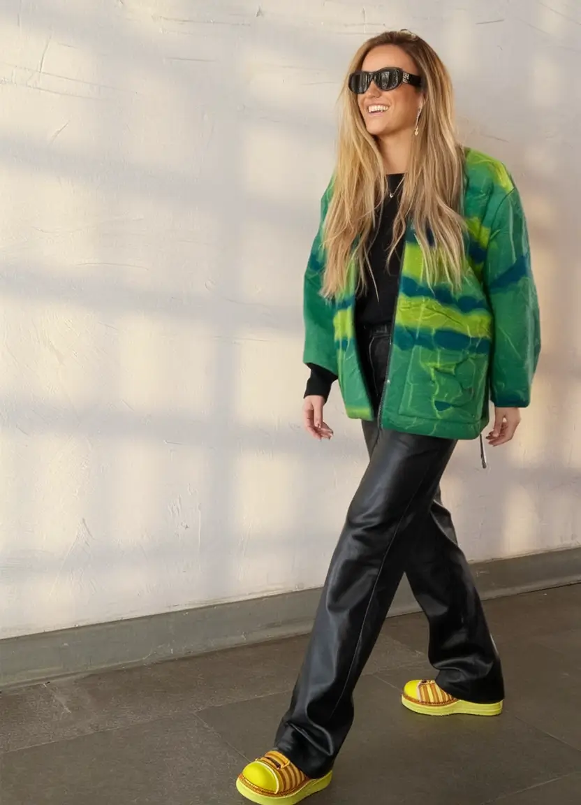 fall fashion trends for women 2025+Electric Edge in Green and Leather