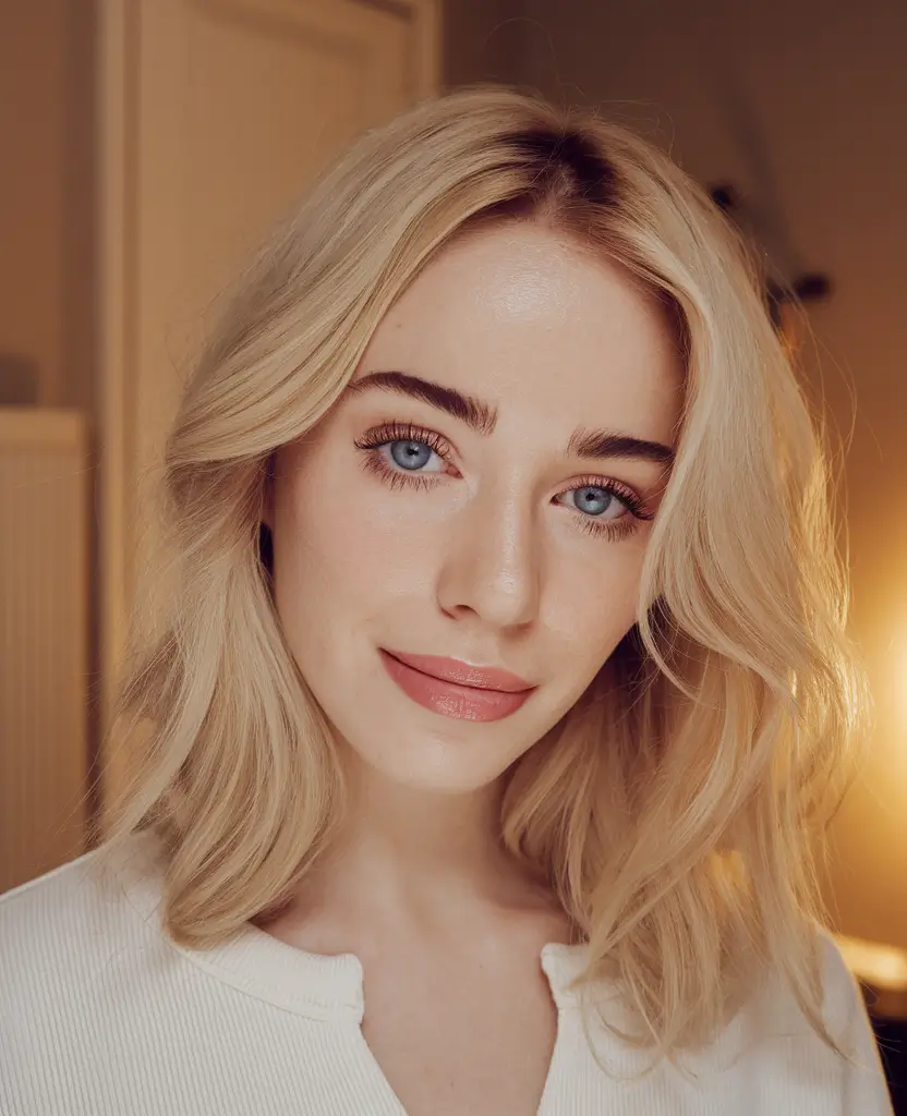 fall hair color for blondes ideas 2025 Soft Cream Blonde with Shadow Root