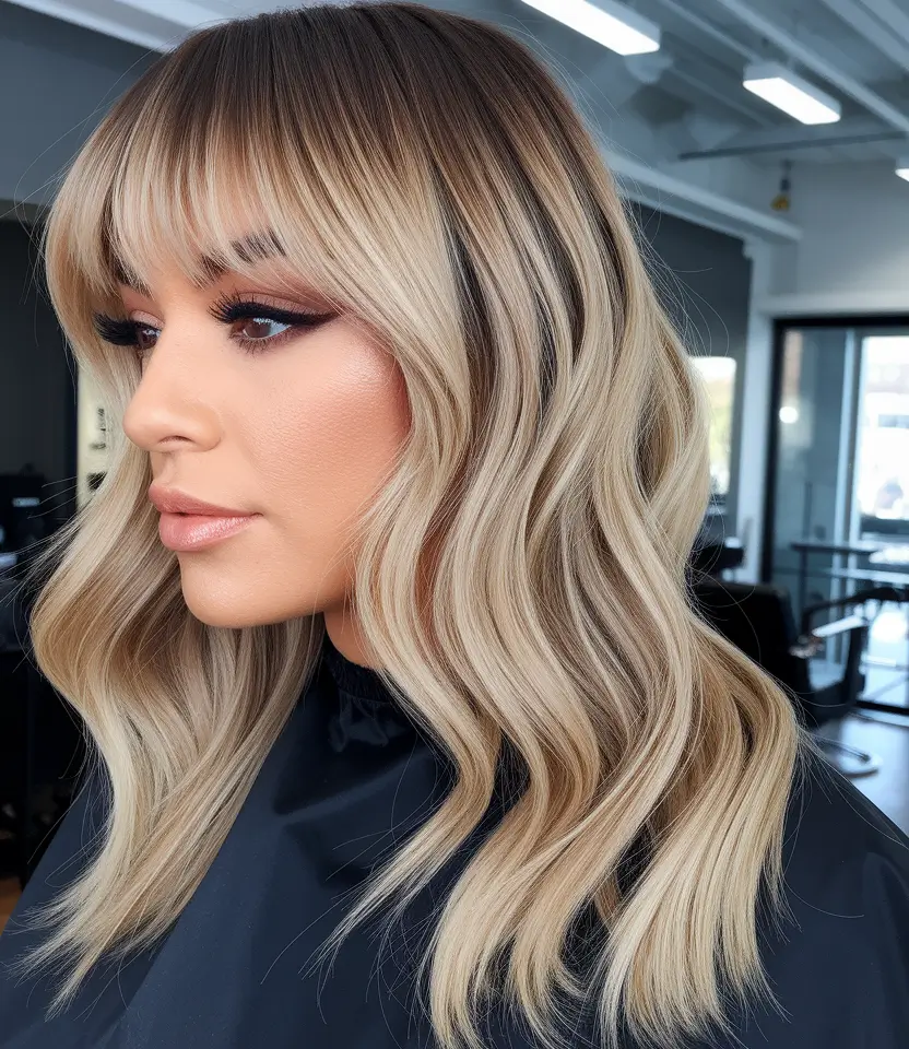 fall hair color for blondes ideas 2025 Textured Layers with Fringe and Flow