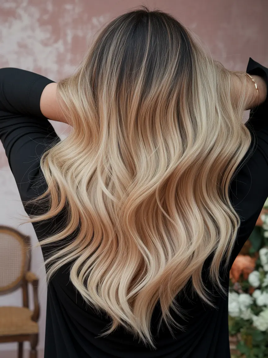 fall hair color for blondes ideas 2025 Candlelit Blonde with Espresso Depth