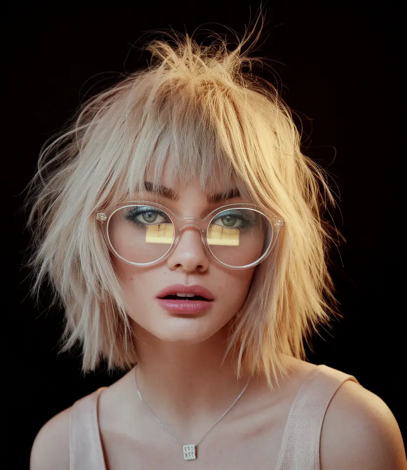 fall hair color for blondes ideas 2025 Choppy Layers with Nerdy-Cool Bangs