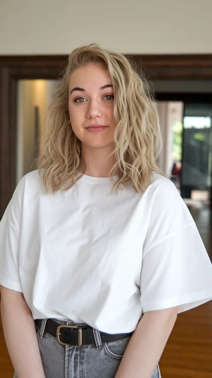 fall hair color for blondes ideas 2025 Fluffy Waves with Subtle Sandy Depth