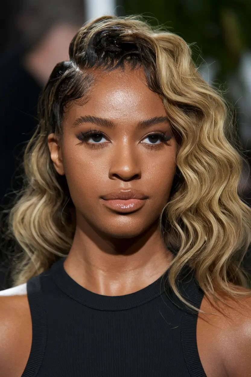 fall hair color for brown skin 2025 dimensional blonde wave