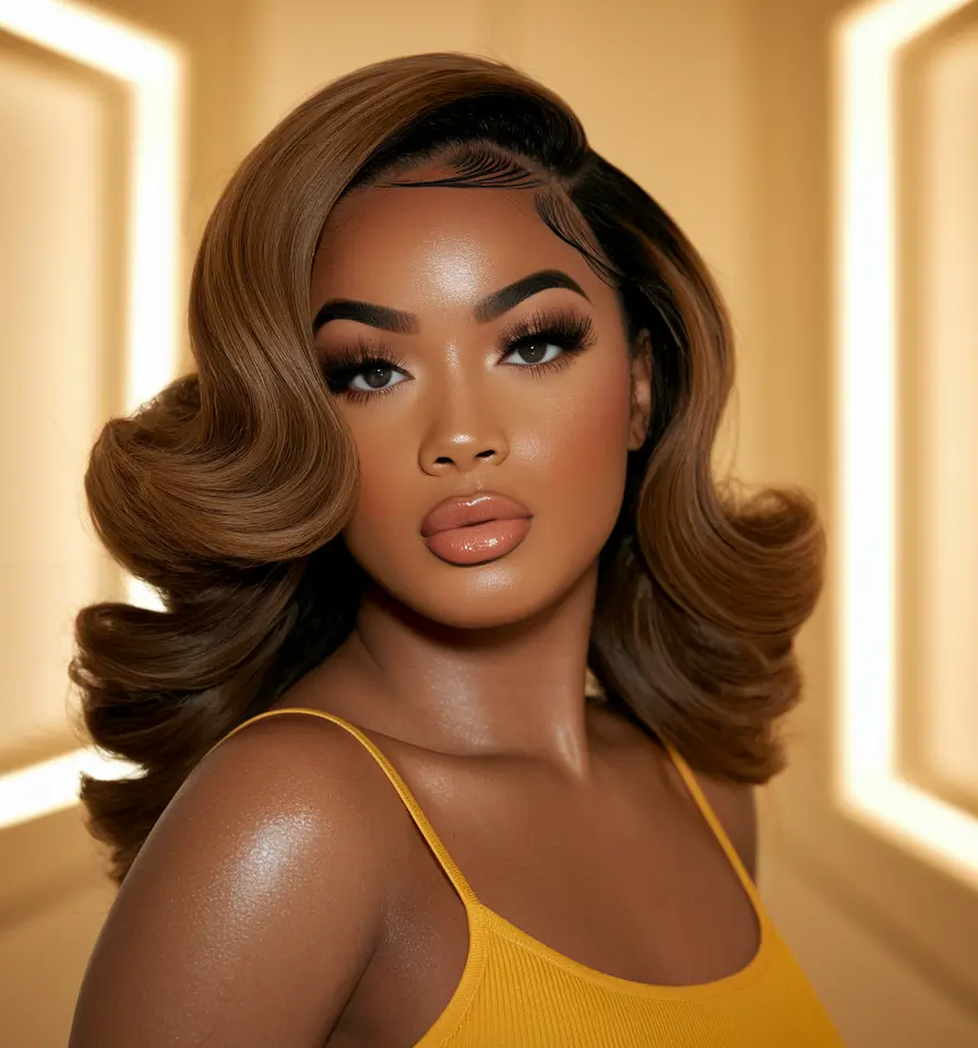 fall hair color for brown skin 2025 old hollywood waves with cool chestnut tones