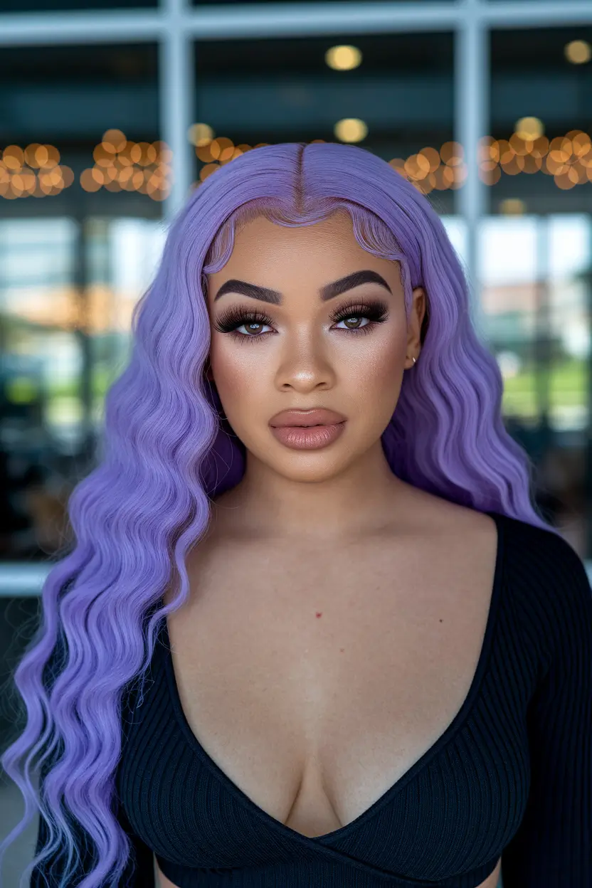 hair color ideas for deep skin+Lilac Fantasy with Sculpted Edges