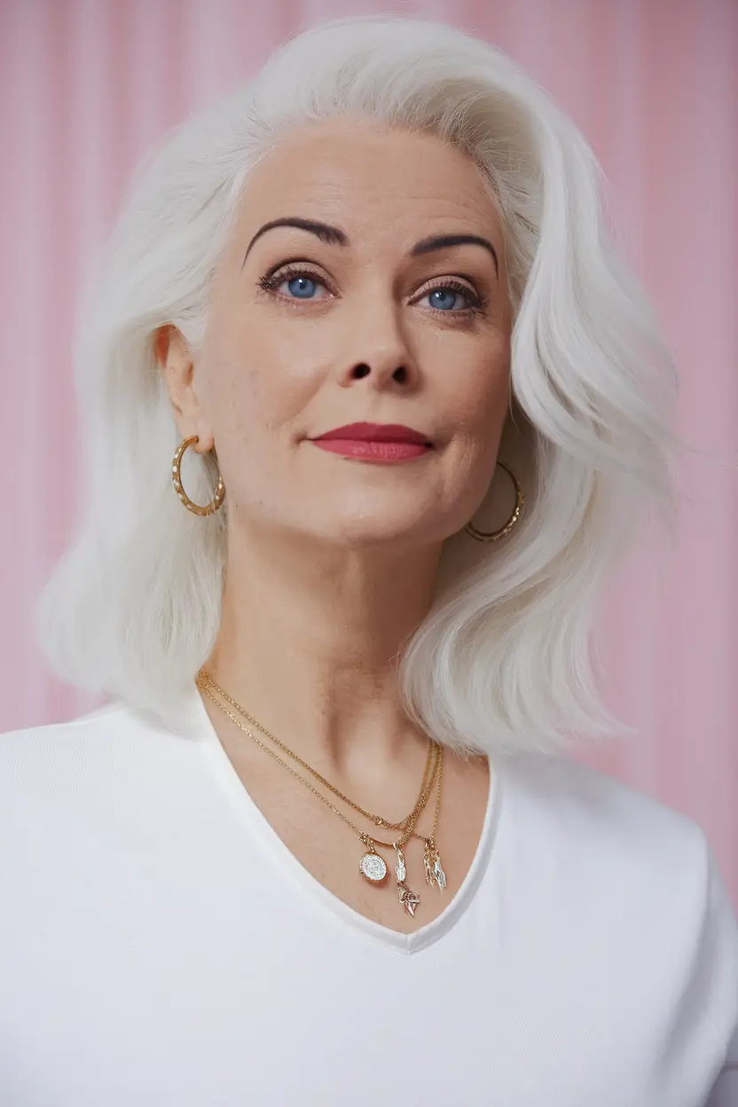 Fall hairstyles for women over 40 Full White Glam Volume