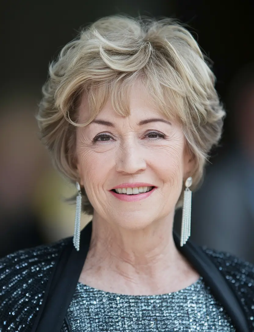 Fall hairstyles for women over 60 ideas 2025 - Classic Elegance with a Voluminous Short Layered Cut