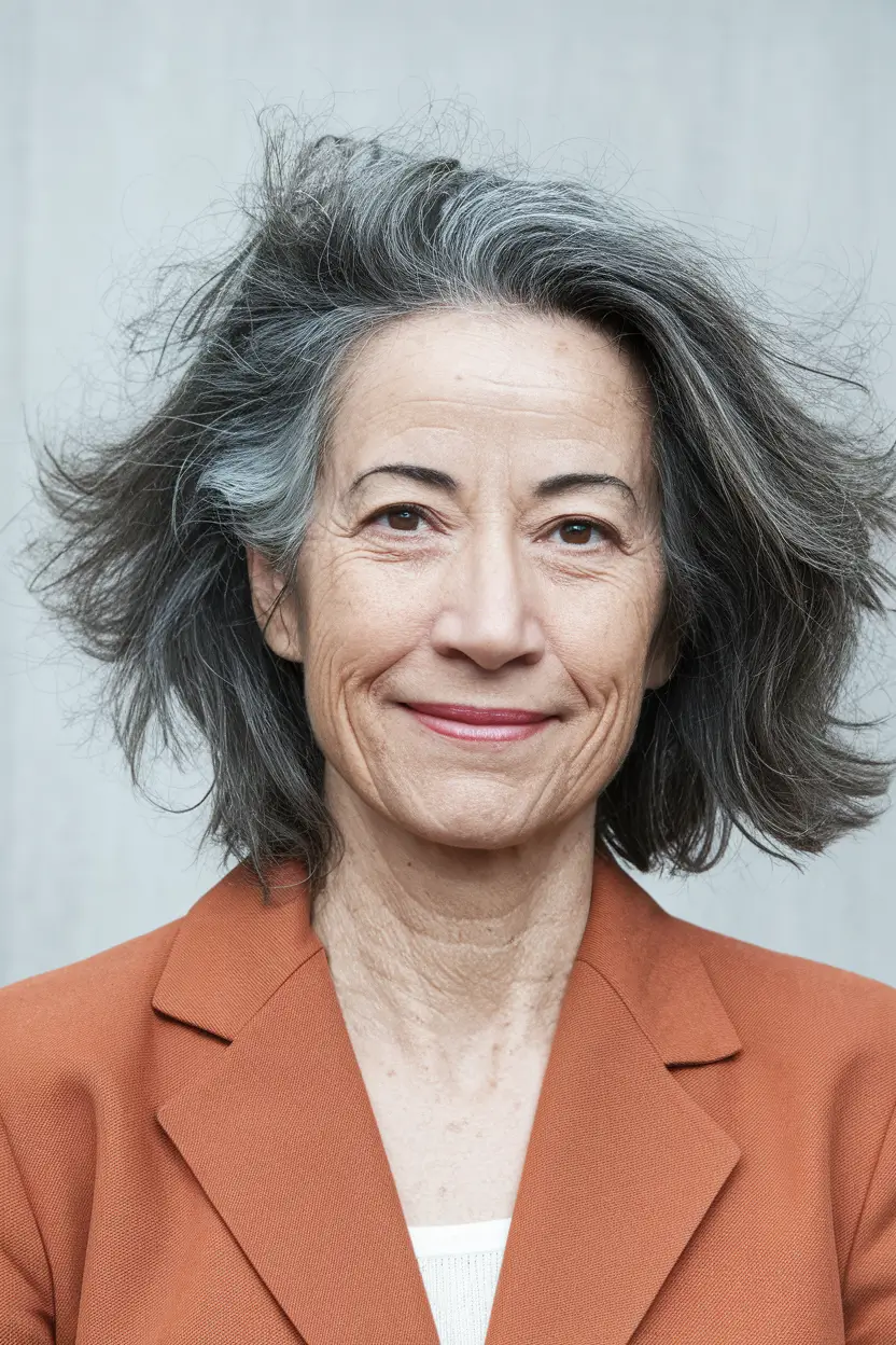 Fall hairstyles for women over 60 ideas 2025 - Modern Take on a Windswept Bob