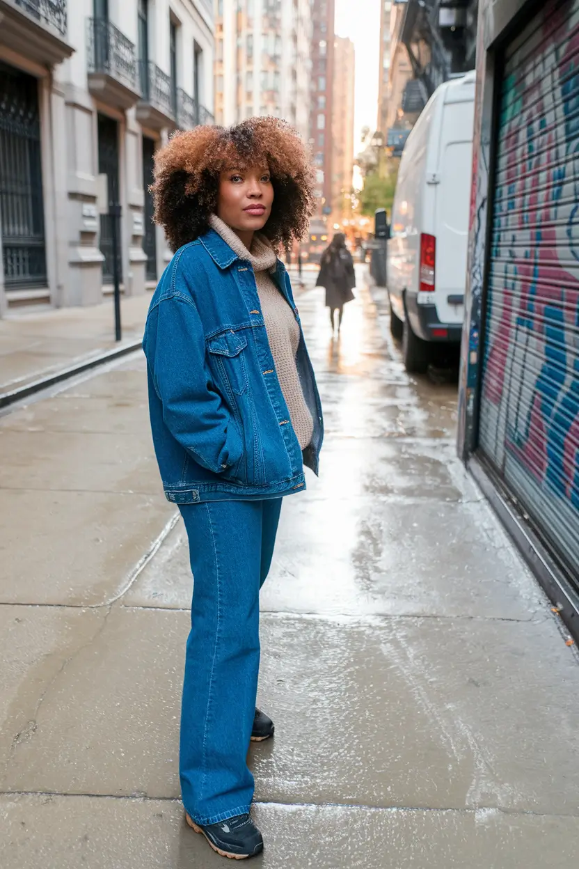fall outfits for black women 2025 Modern Denim Revival with Cozy Layers