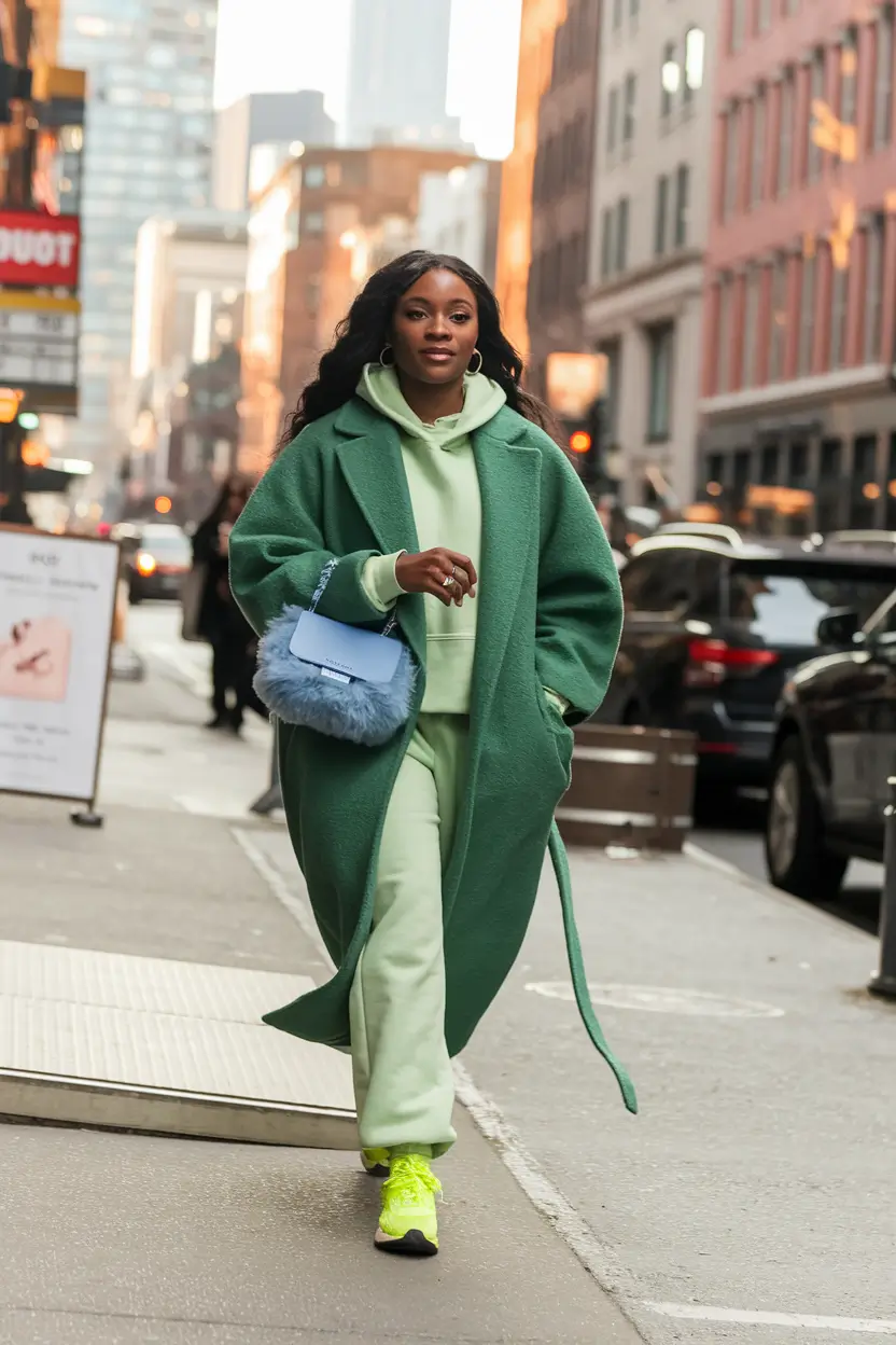 fall outfits for black women 2025 Monochrome Magic in Mint and Forest