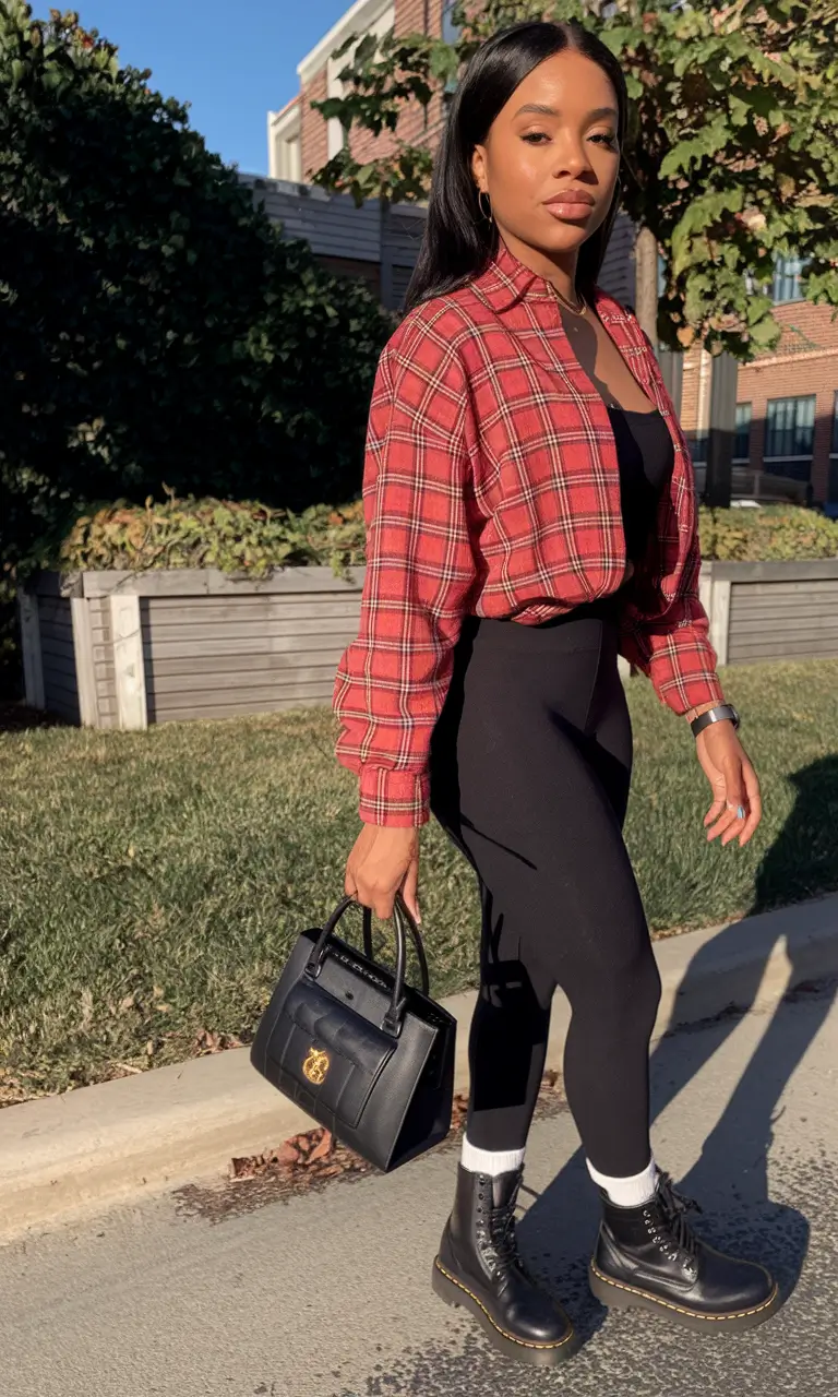 fall outfits for black women 2025 Plaid Confidence Meets Street Cool
