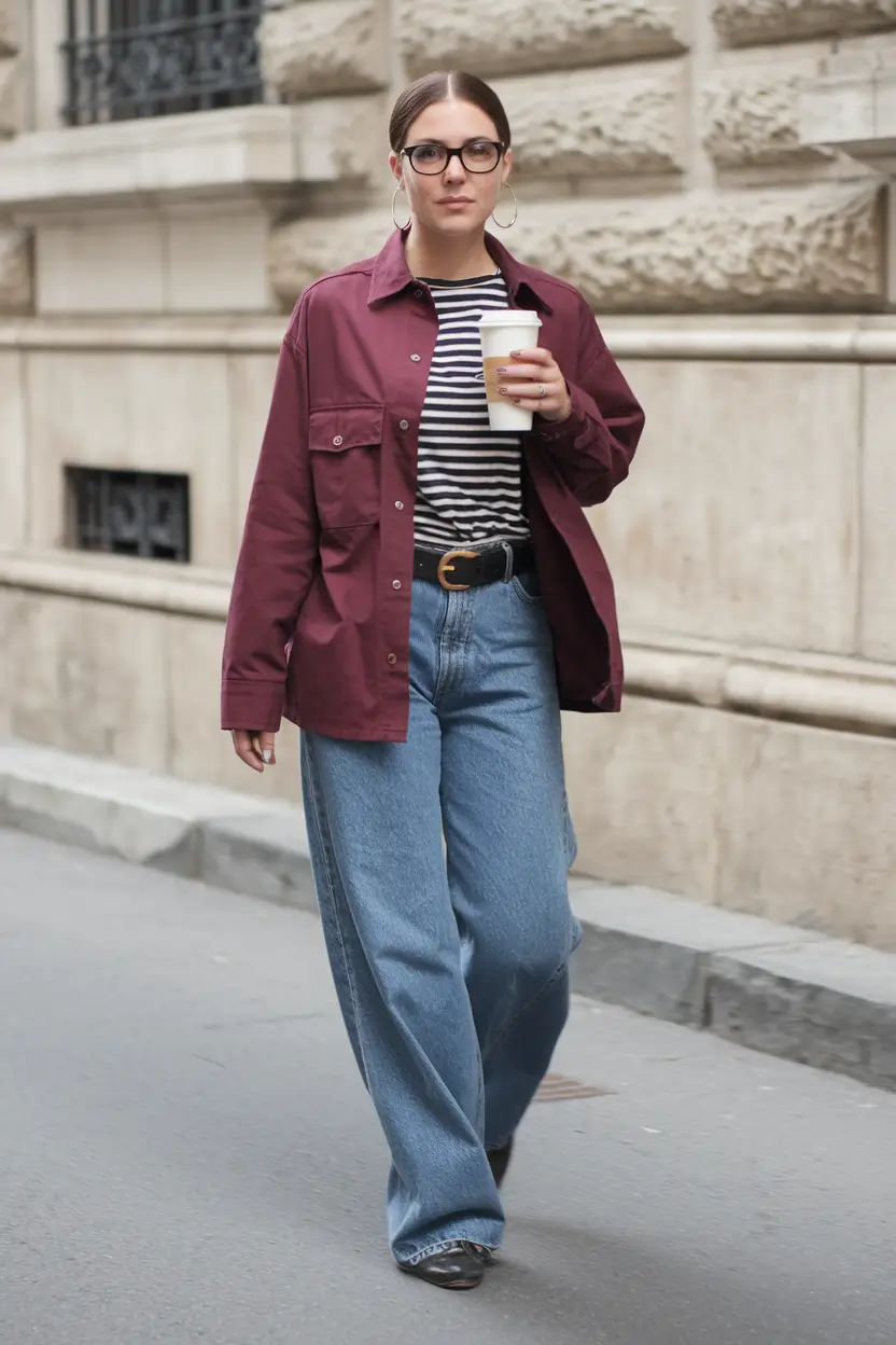 fall outfits with jeans 2025 Burgundy Layering With Downtown Edge