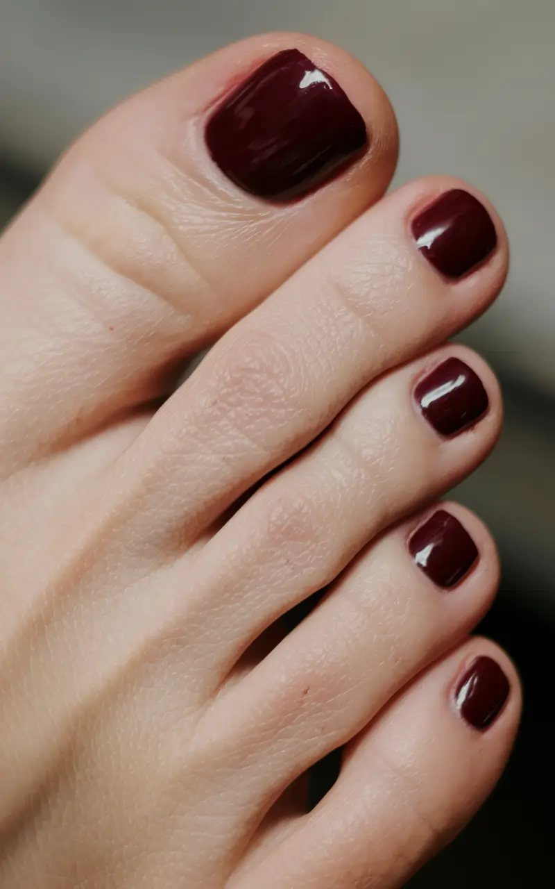september toe nails color 2025+Velvety Merlot Mood