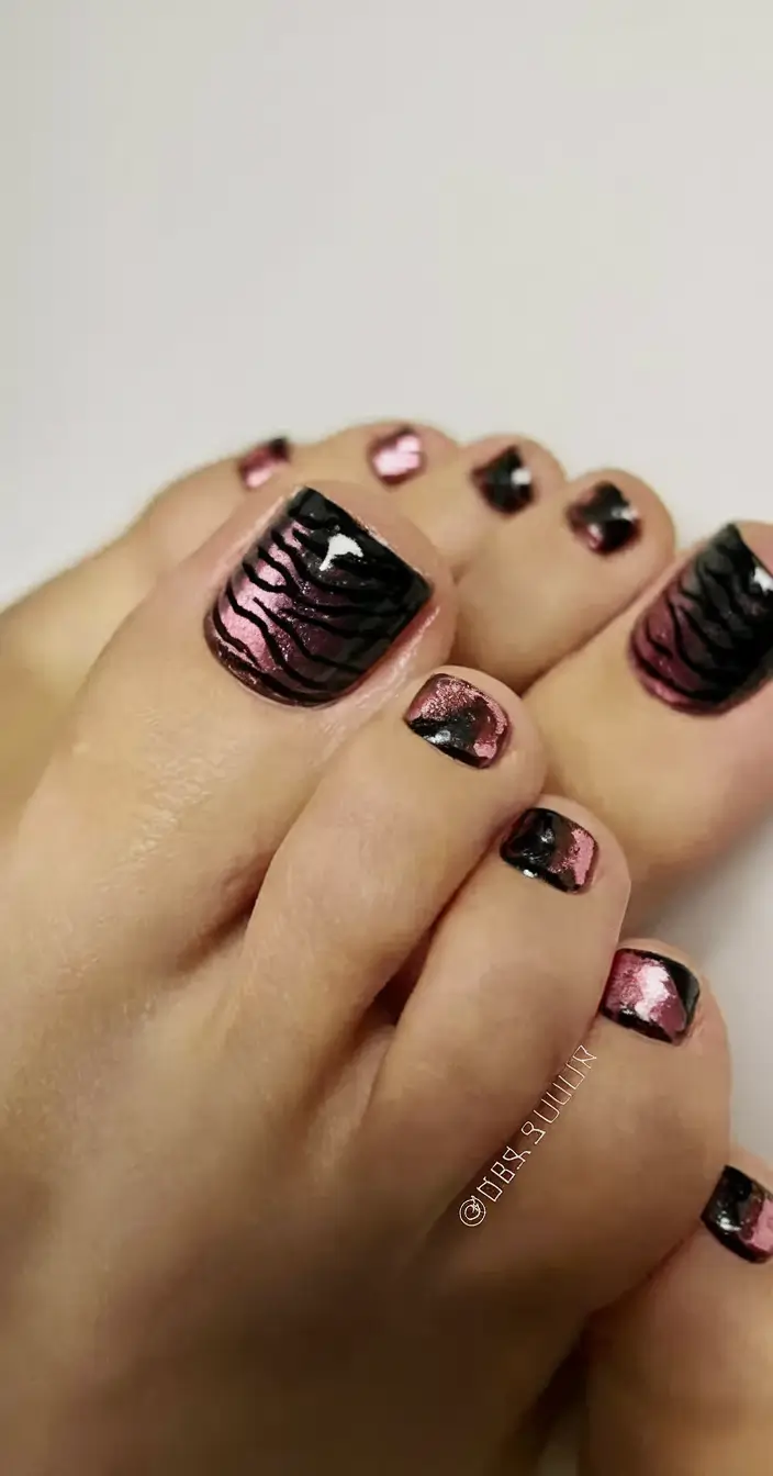 september toe nails designs+Rose Chrome Animal Beat