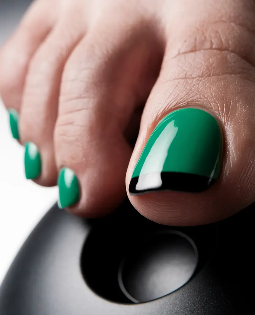 september toe nails color 2025+Green With a Twist