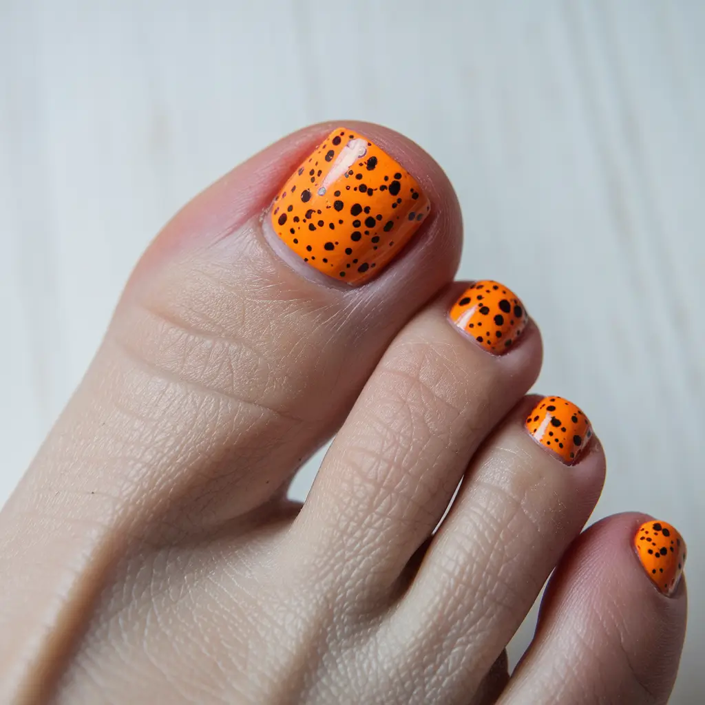 toe nails ideas september+Spotted Neon Pumpkin