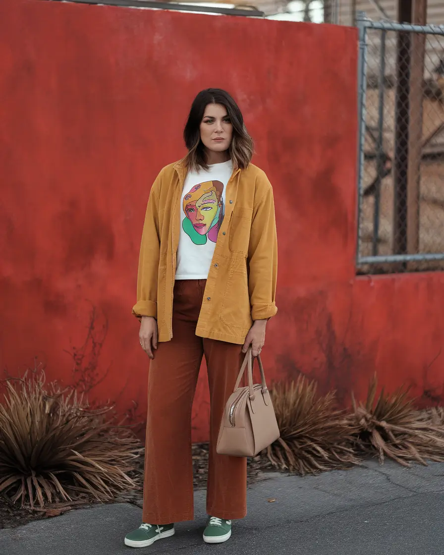 early fall outfits casual+Spiced Mustard with Artsy Neutrals