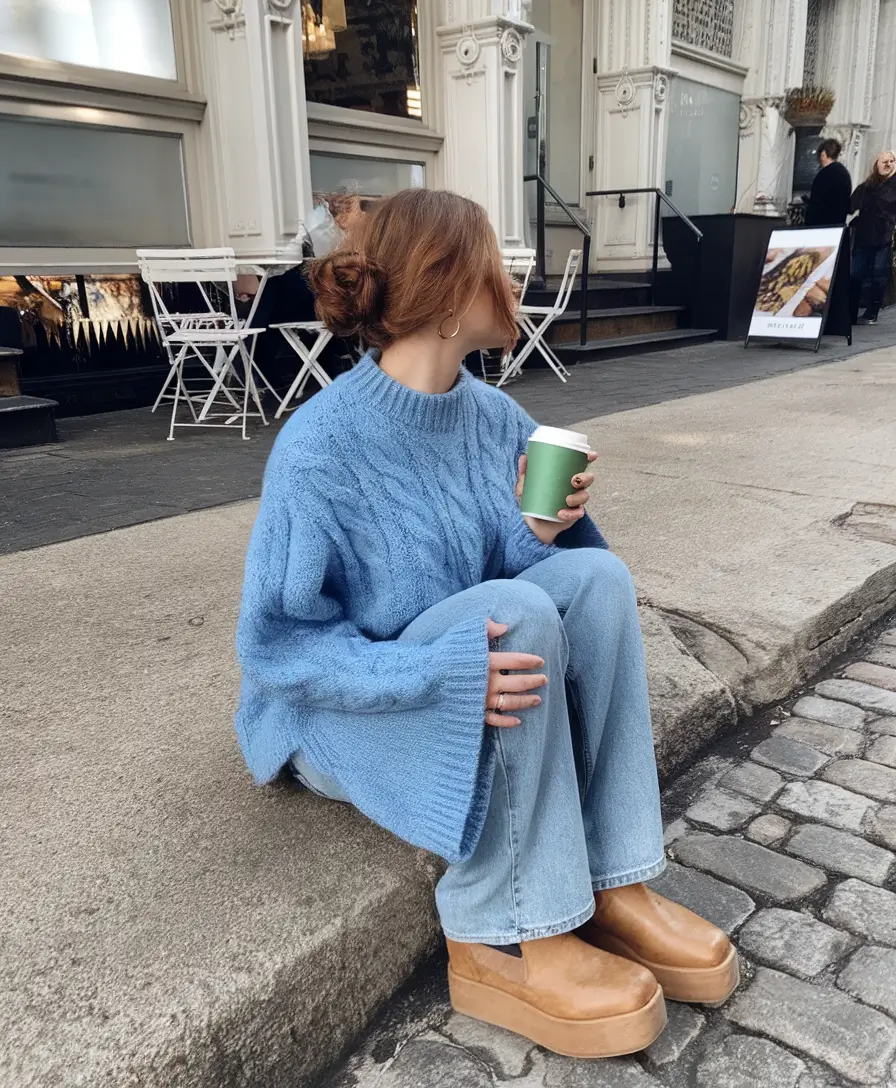 how to dress for early fall 2025 outfits trends+Blue Mood with a Side of Platform Drama