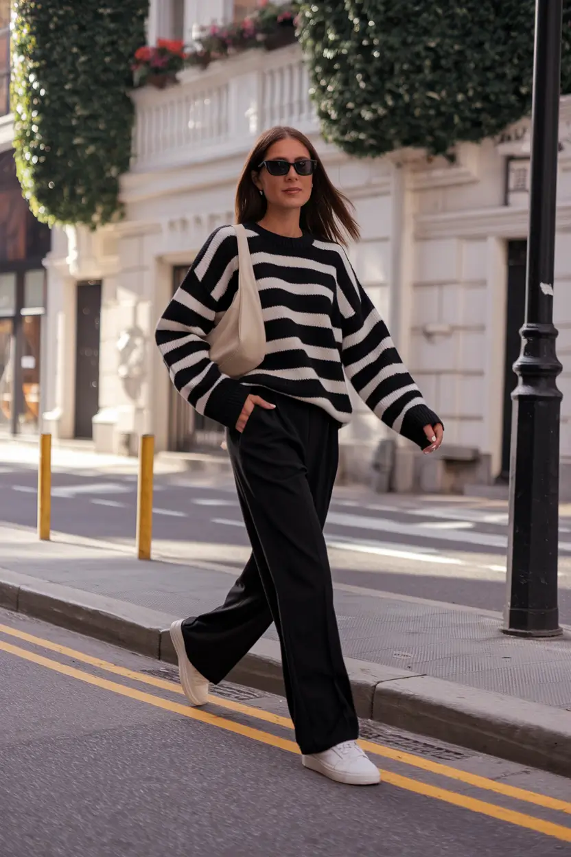 early fall outfits aesthetic+Classic Stripes with Relaxed Tailoring