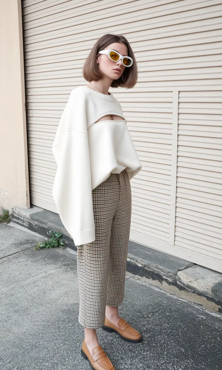 early fall outfits aesthetic+Avant-Garde Minimalism Meets Cozy Geometry