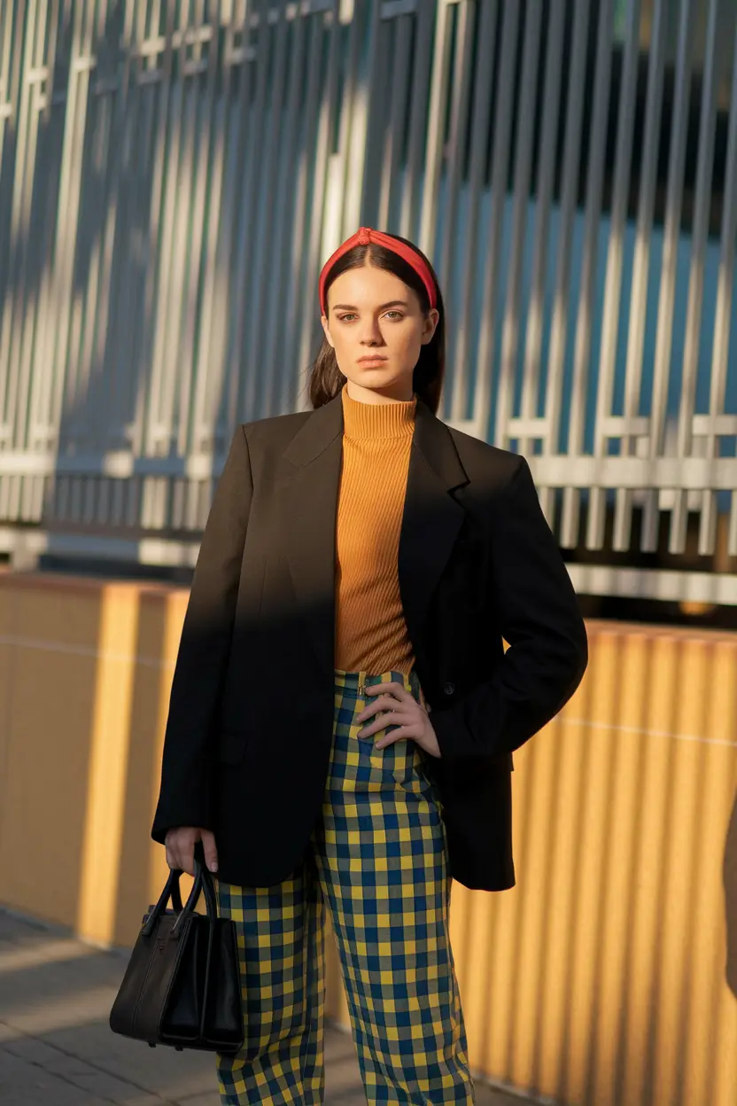 layering fall outfits women Power Plaid for the Office (or Not)