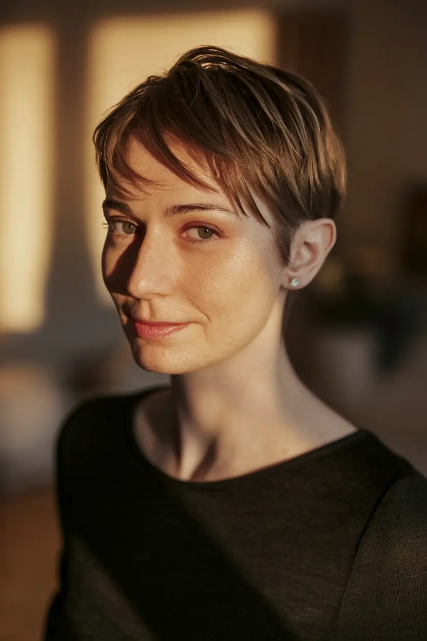 fall pixie haircut Subtle Drama with Feathered Texture