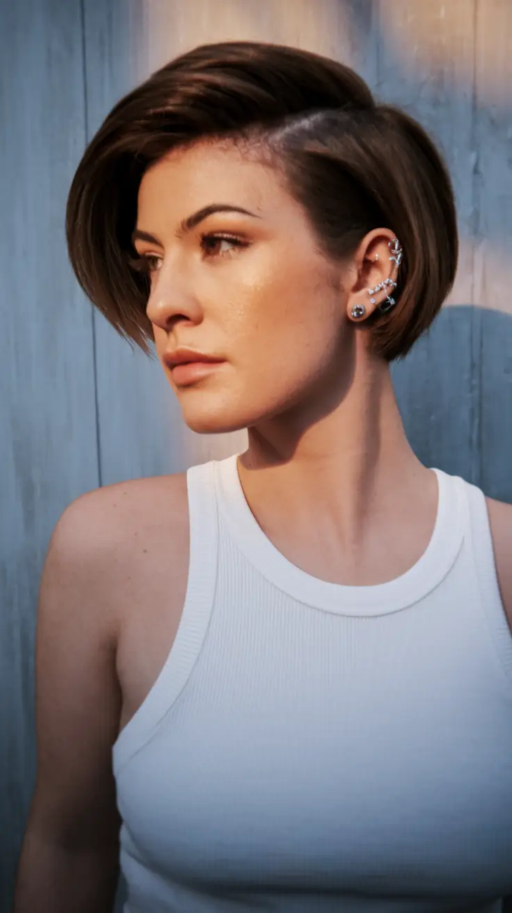 pixie haircut for fall 2025 Dimensional Brown Side-Parted Undercut