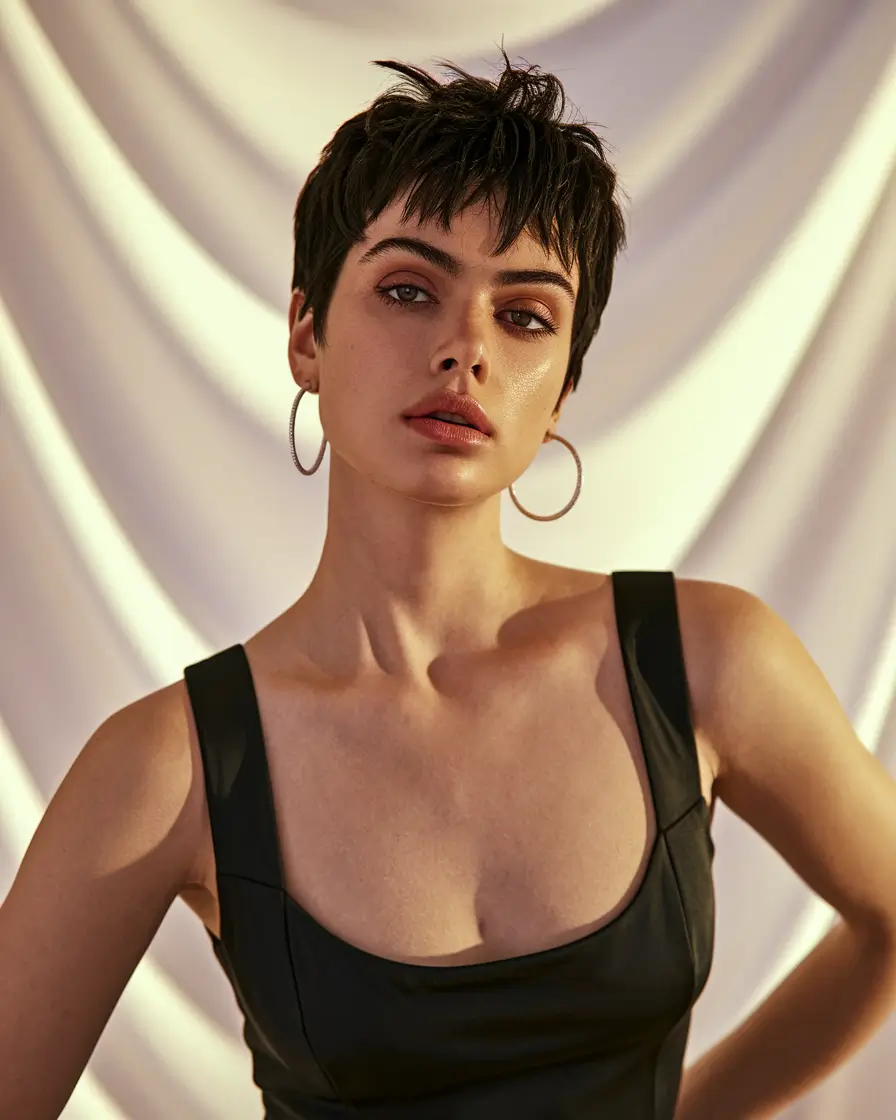 pixie haircut for black women fall colors Ultra-Cropped with Bold Bangs
