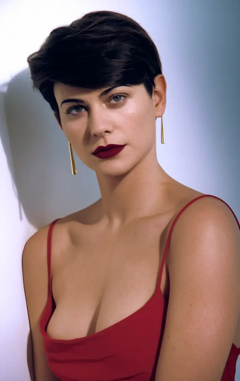 hair color ideas Deep Brunette Sleek Pixie with Retro Glam Vibe