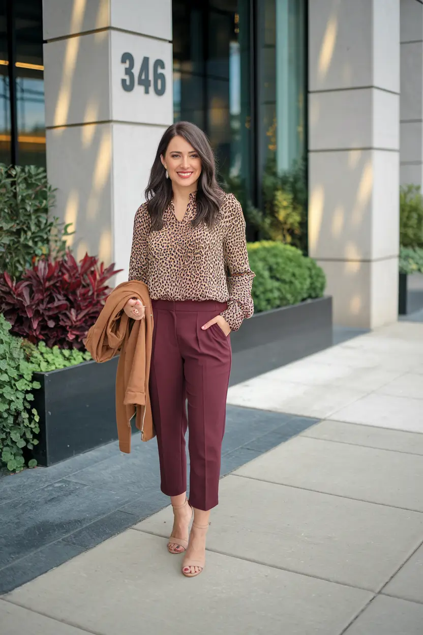 brown clothes fashion fall outfits Office Chic Meets Autumn Boldness