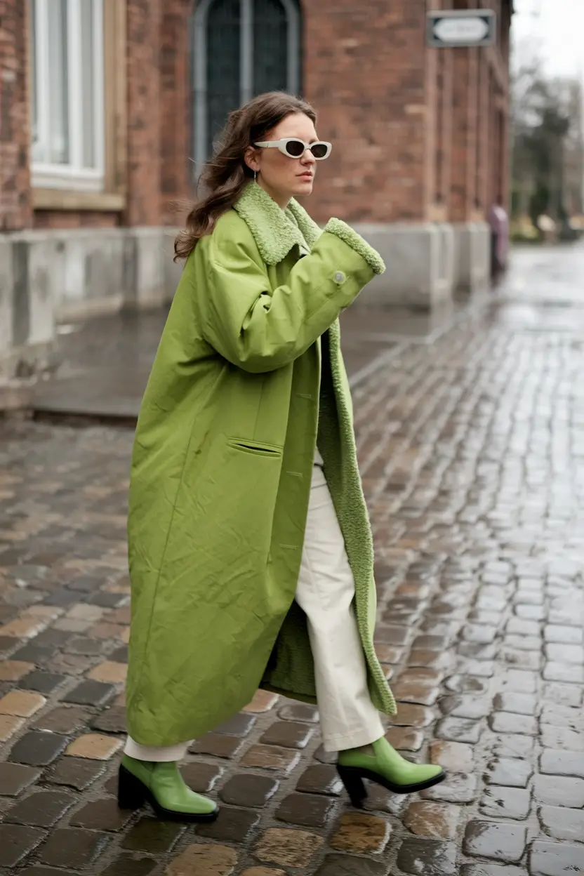 trendy fall outfits 2025 Chartreuse and Cream Confidence