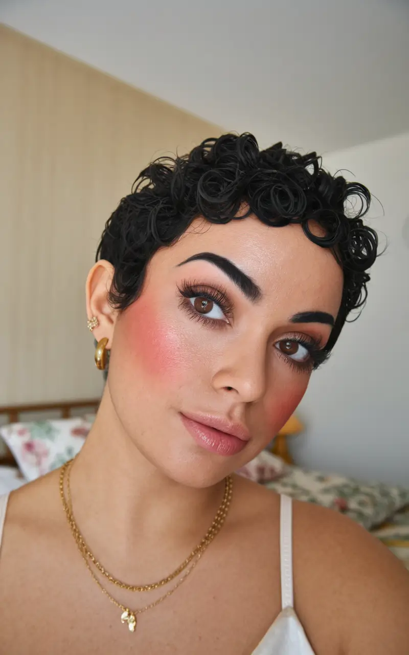 oval face haircuts short thin hair Pixie Cut with Sculpted Finger Curls
