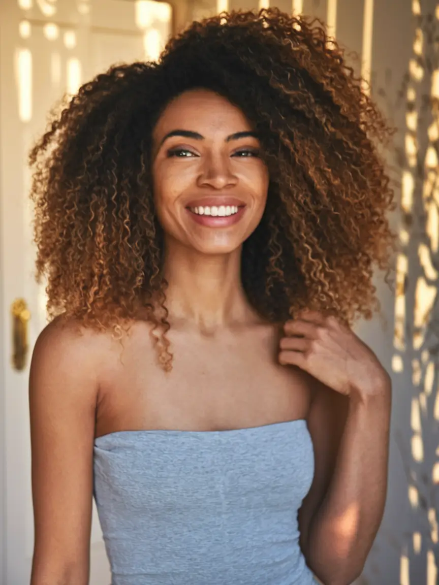 curly hair women Wild Volume with Autumn Warmth