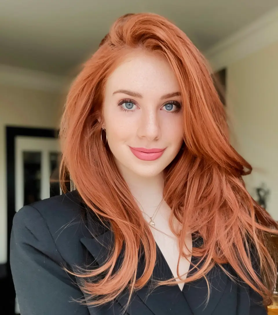 fall red hair color autumn Soft Autumn Copper Layers with Natural Shine