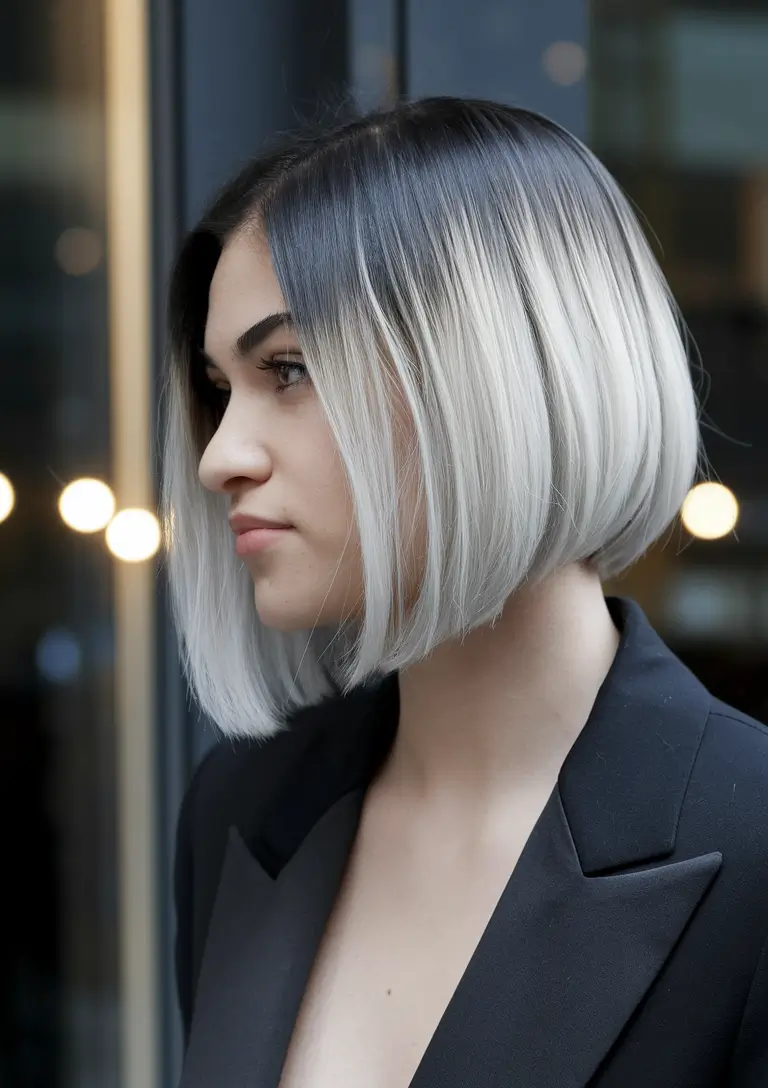 short haircut for fall 2025 Sleek Power Bob with an Icy Fade