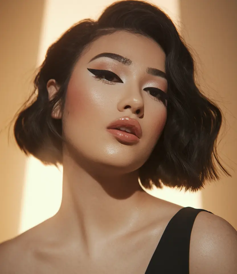 short haircut for fall 2025 Glossy Jet Black Bob with Power Edge